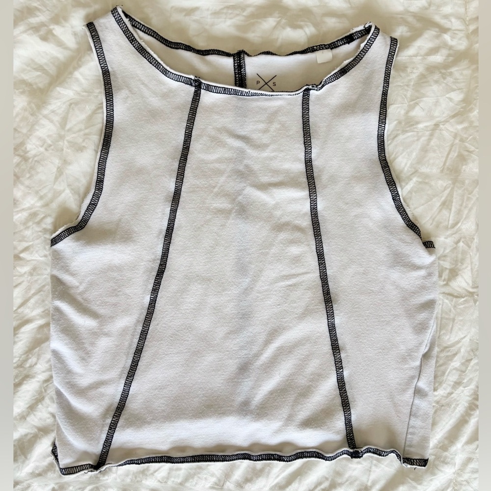 PacSun White Tank Top with Black Accents